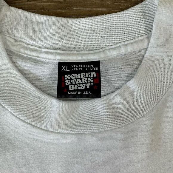 Vintage Screen Stars Best XL Superman Shield Graphic Tee White Single Stitch - Picture 2 of 6